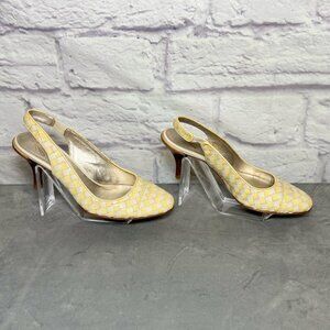 J Vincent Vivienne Ivory & White Woven Slingbacks